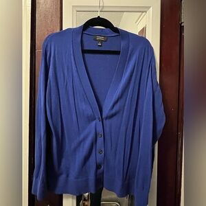 Banana Republic Factory Deep V-Neck Button Front Cardigan - Blue